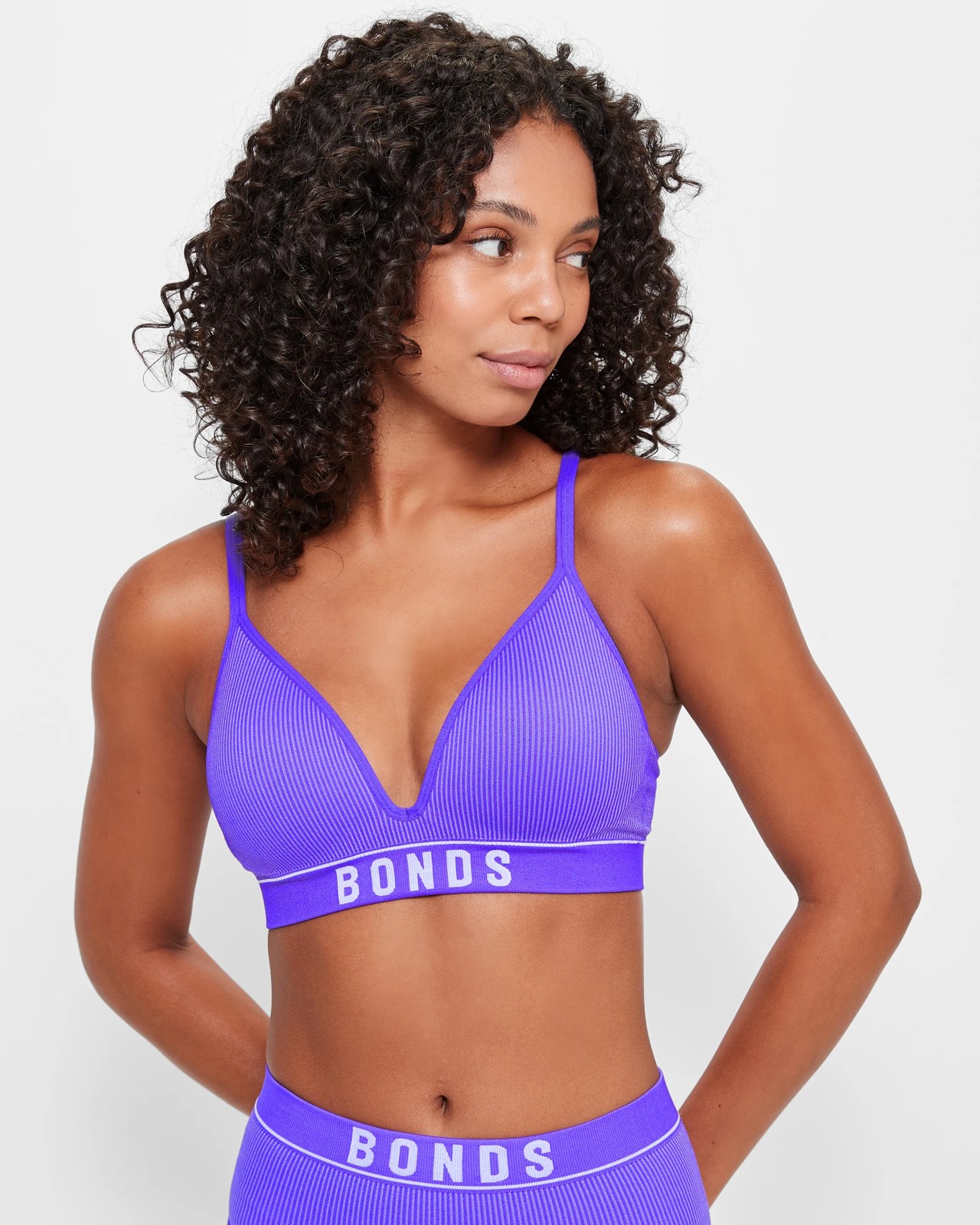 Bonds Women's Organic Ribbed Deep V Bra - Violet