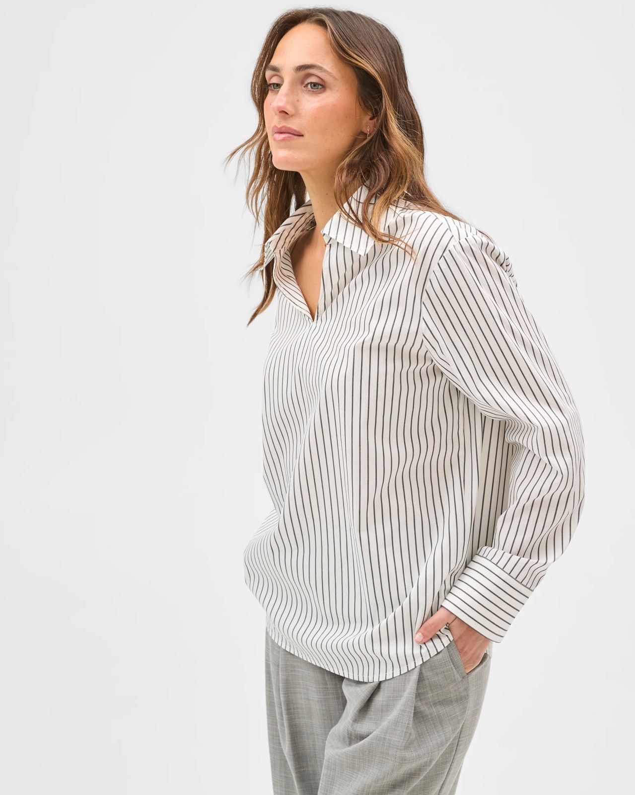 Preview Australian Cotton Blend Popover Blouse 4 of 6
