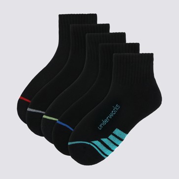5 Pack Underworks Kids Sport Qtr Crew Socks