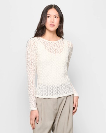 Long Sleeve Crinkle Lace Top - Preview