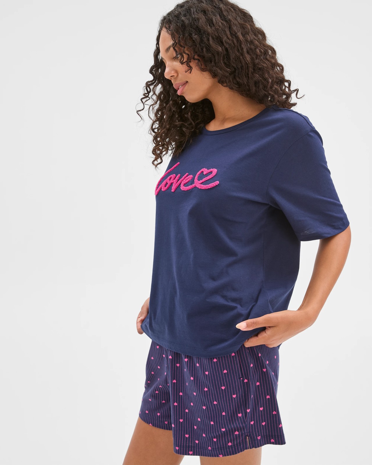 Australian Cotton Jersey Sleep T-Shirt - Heart Blue 4 of 5