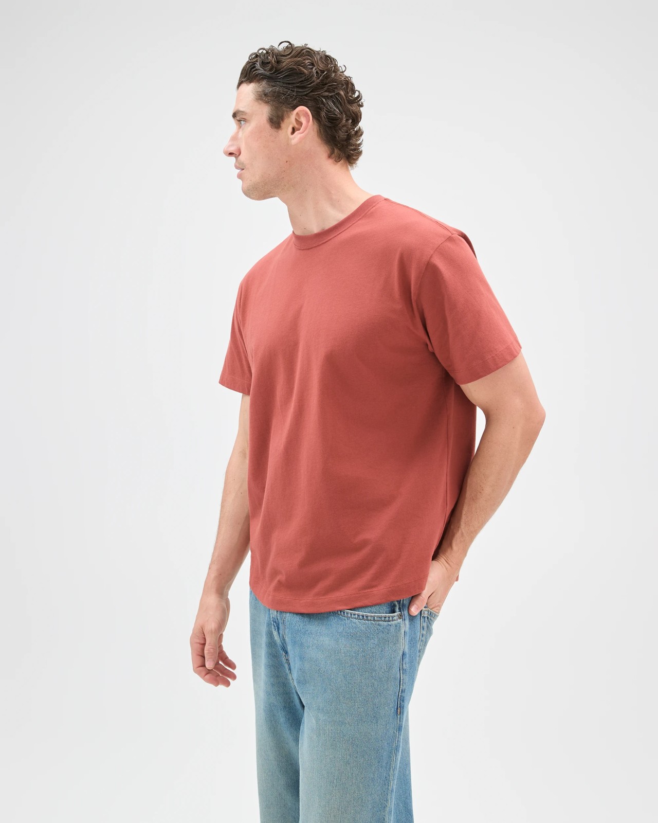 Australian Cotton Curved Hem T-Shirt - Henna 5 of 6