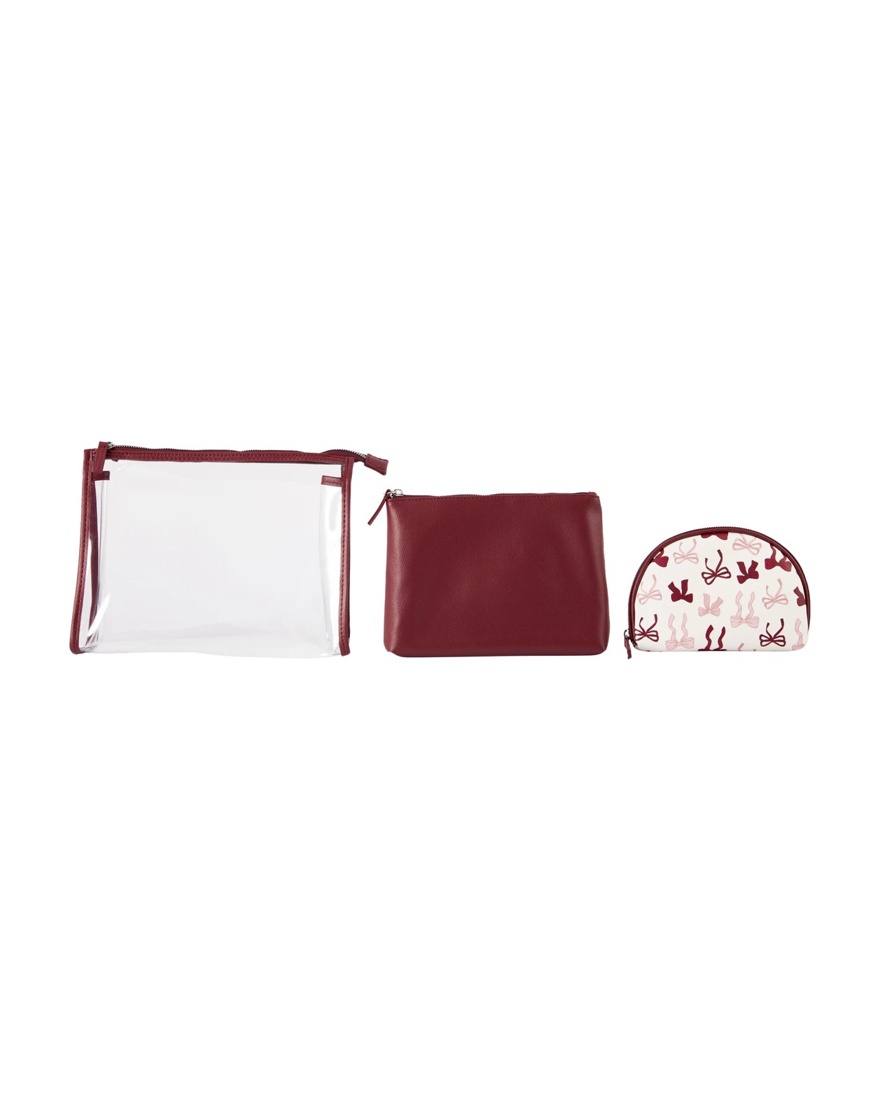 OXX Cosmetics 3 Piece Makeup Bag - Maroon and Pink 2 of 5