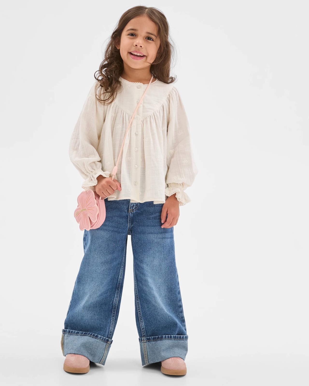 Long Sleeve Woven Button Through Ruffle Blouse 2 of 6