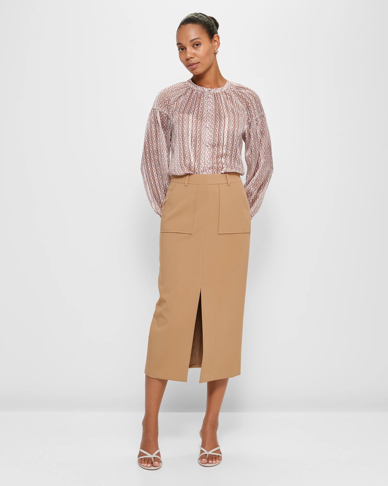 Long Sleeve Gathered Blouse - Preview 2 of 5