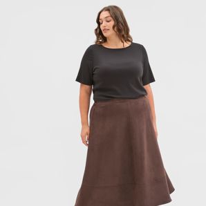 Plus Size Faux Suede A-Line Midi Skirt product image