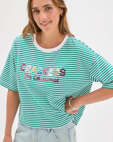 Australian Cotton Oversized Embellished Christmas T-Shirt