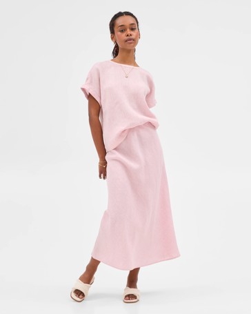 Petites European Linen Bias Maxi Skirt