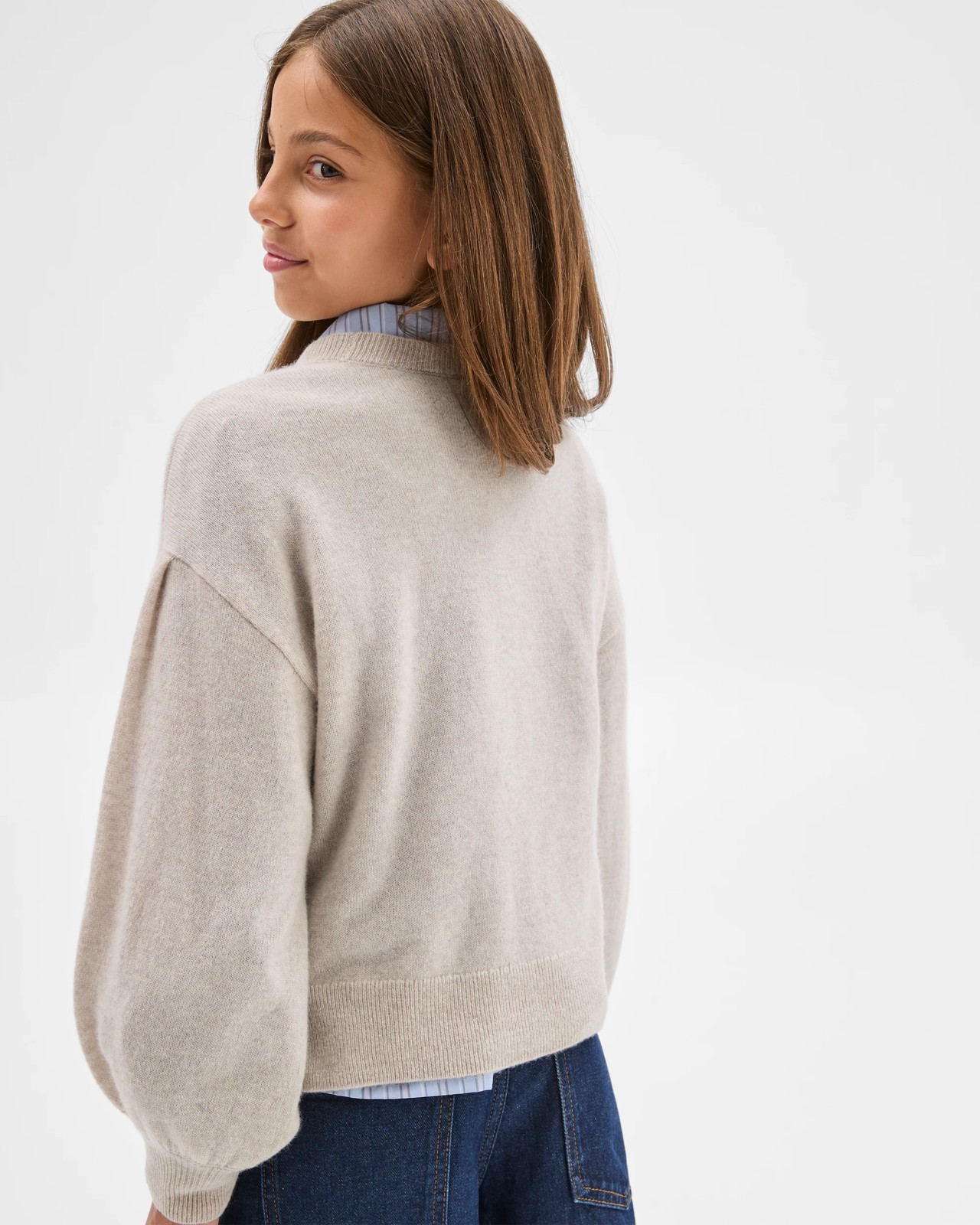 Cashmere Long Sleeve Knit Sweater - Oatmeal marle 4 of 6
