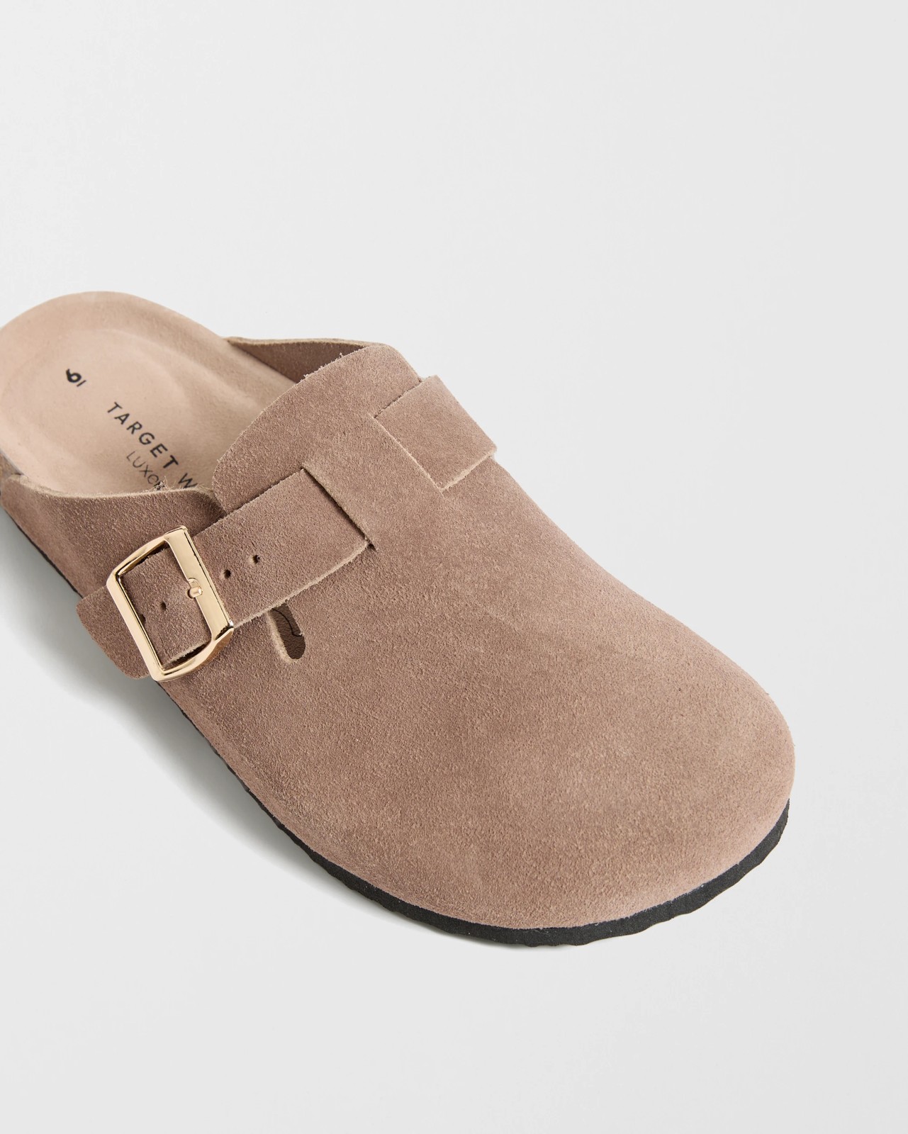 Laylah Genuine Suede Leather Moulded Cork Mule Flats - Mocha 3 of 3