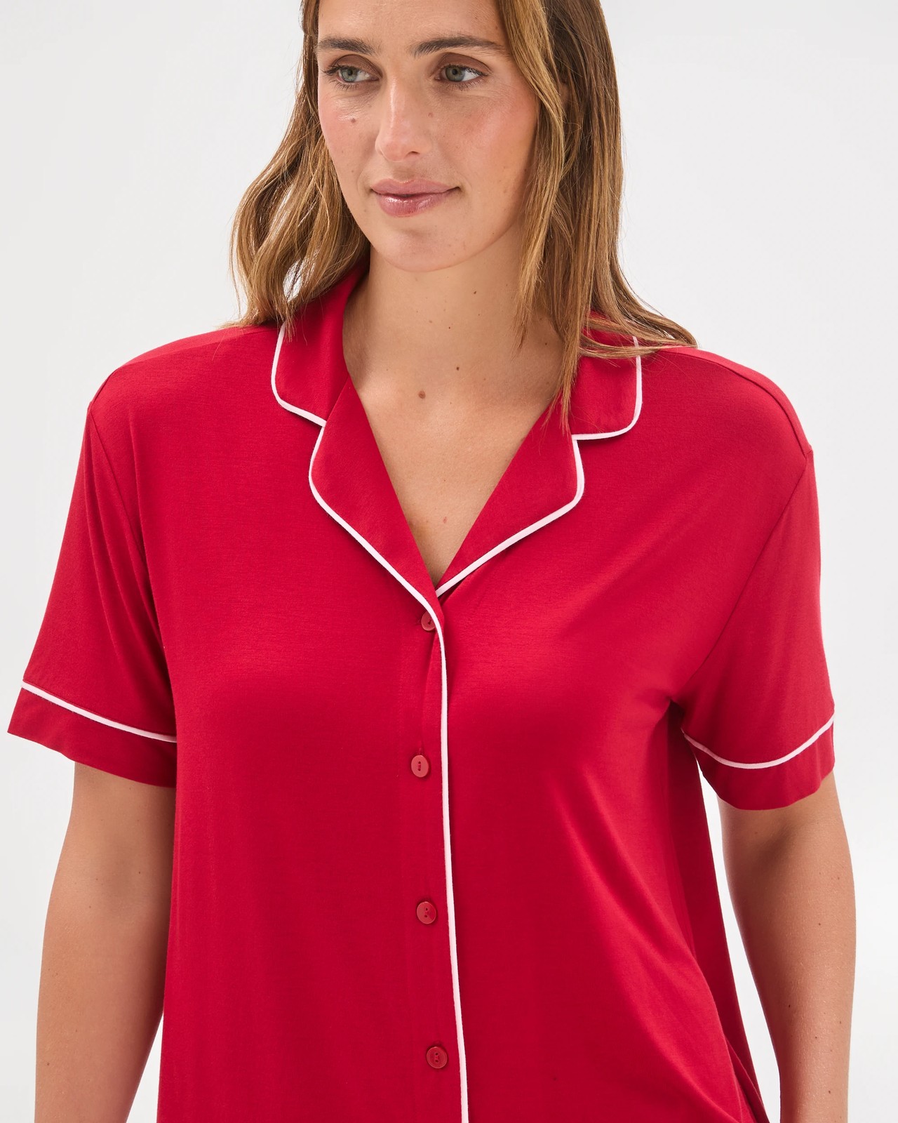 Bamboo Top and Shorts Pyjama Set - Red 3 of 6