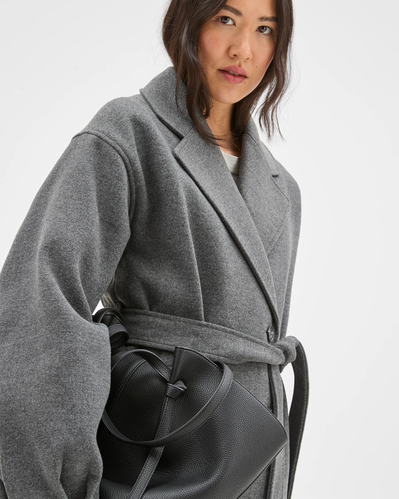 Preview Wrap Belted Coat - Charcoal Marle 4 of 6