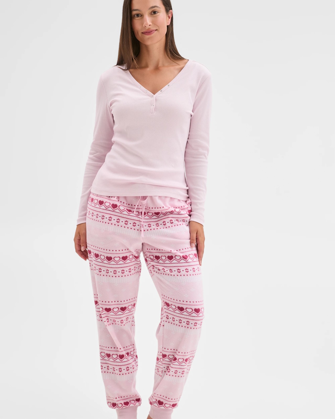 Fleece Sleep Pyjama Jogger Pants - Fairaisle Pink 2 of 6