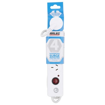 4 Outlet Surge Protected Powerboard - Arlec