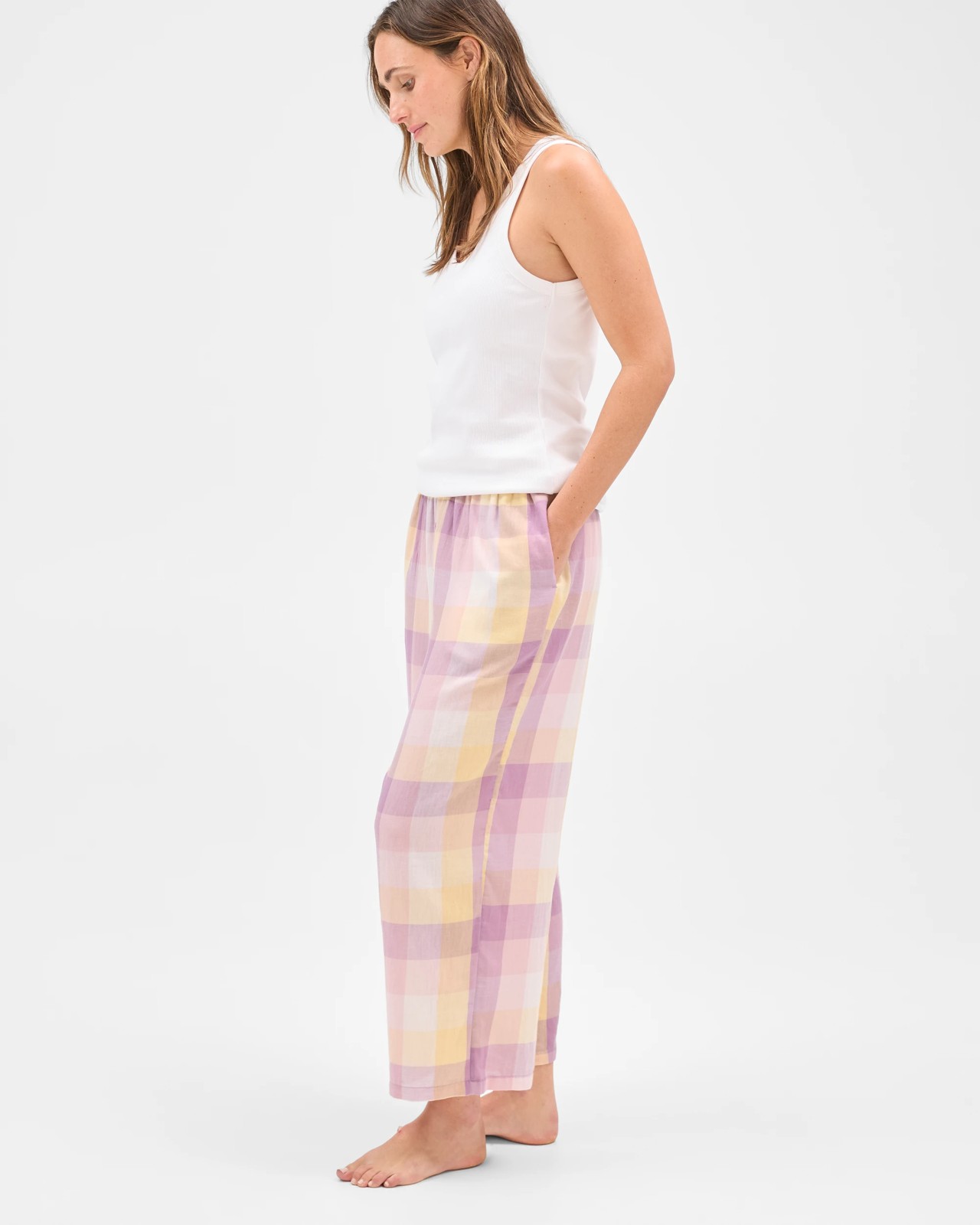 7/8 Length Sleep Pants - Check Purple 3 of 6
