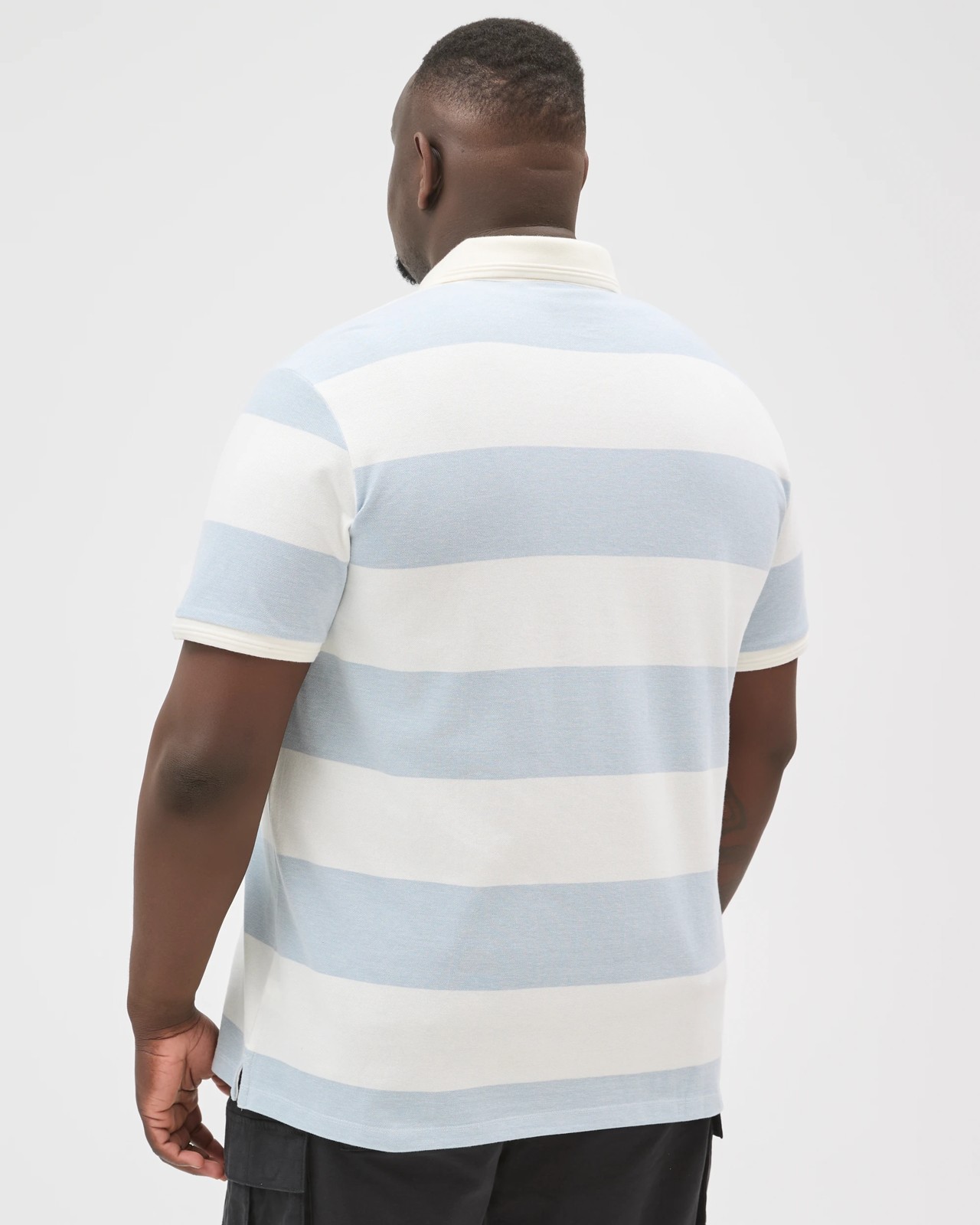 Plus Size Australian Cotton Block Stripe Polo Top - Neutral 6 of 6