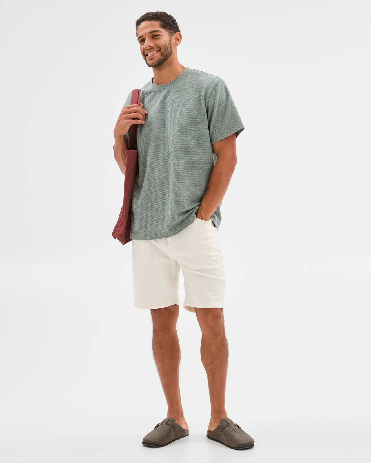 Australian Cotton Blend Textured T-Shirt  - Green 2 of 6