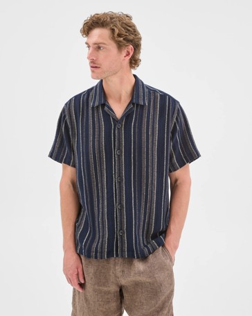 Textured Stripe Short Sleeve Shirt