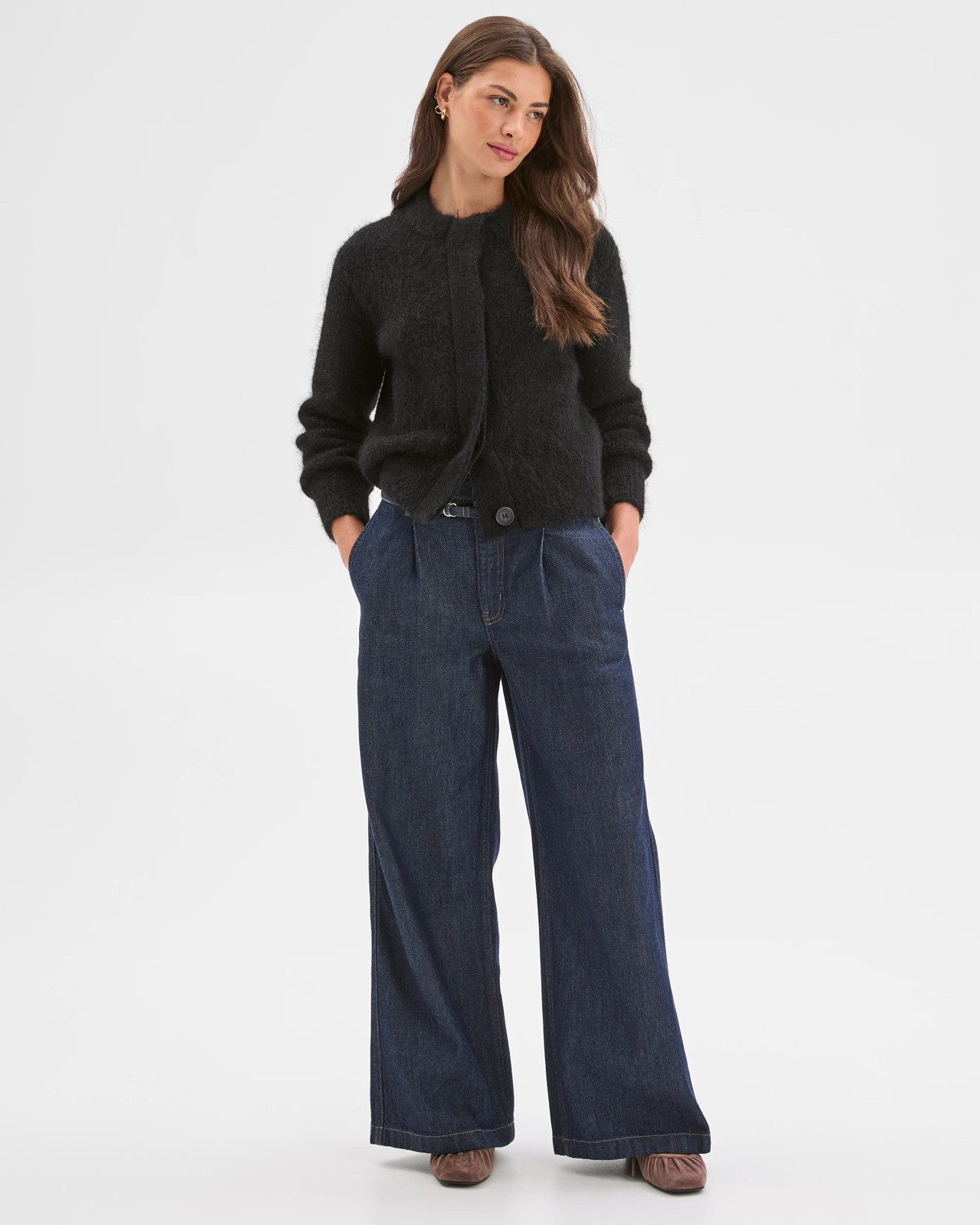 Petites Plush Knit Cardigan - Black 2 of 6