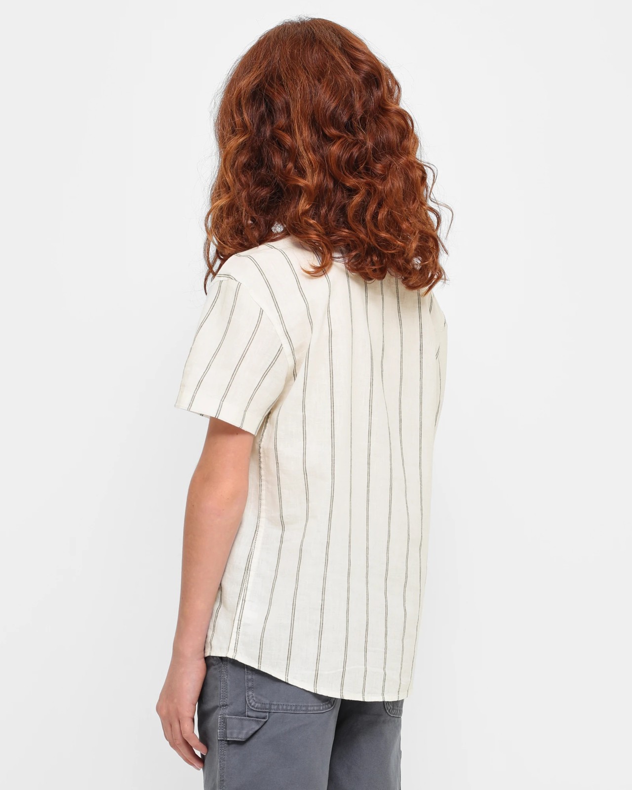 Linen-Blend Striped Boyfriend Shirt