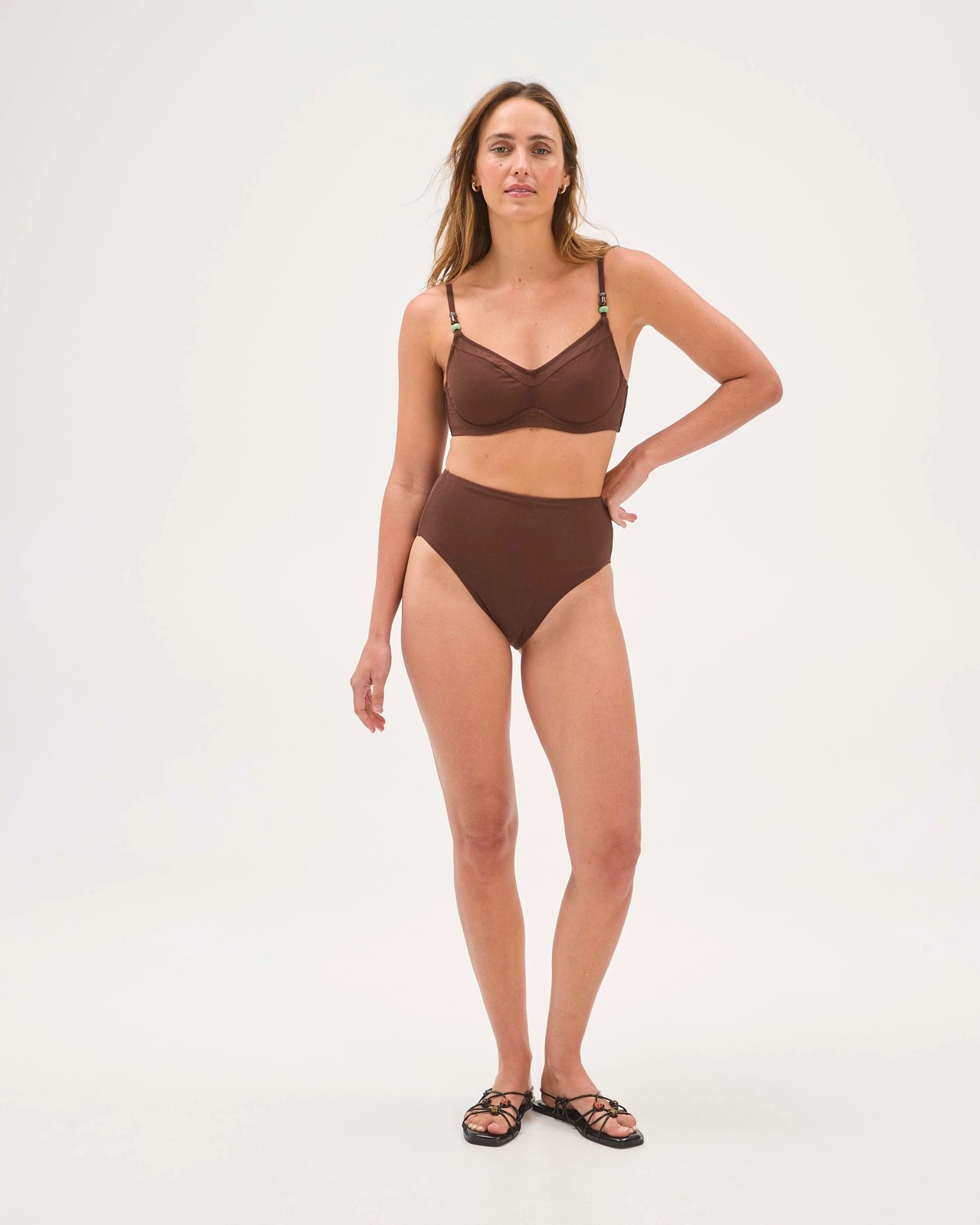 Resort Underwire Bead Towelling Swim Bikini Top 2 of 5