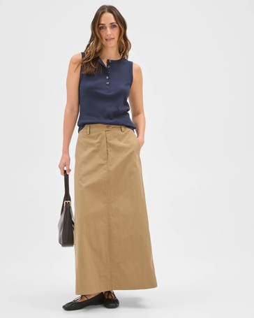 Australian Cotton Blend A-Line Maxi Skirt