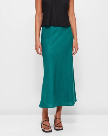 Linen Blend Midi Slip Skirt - Preview