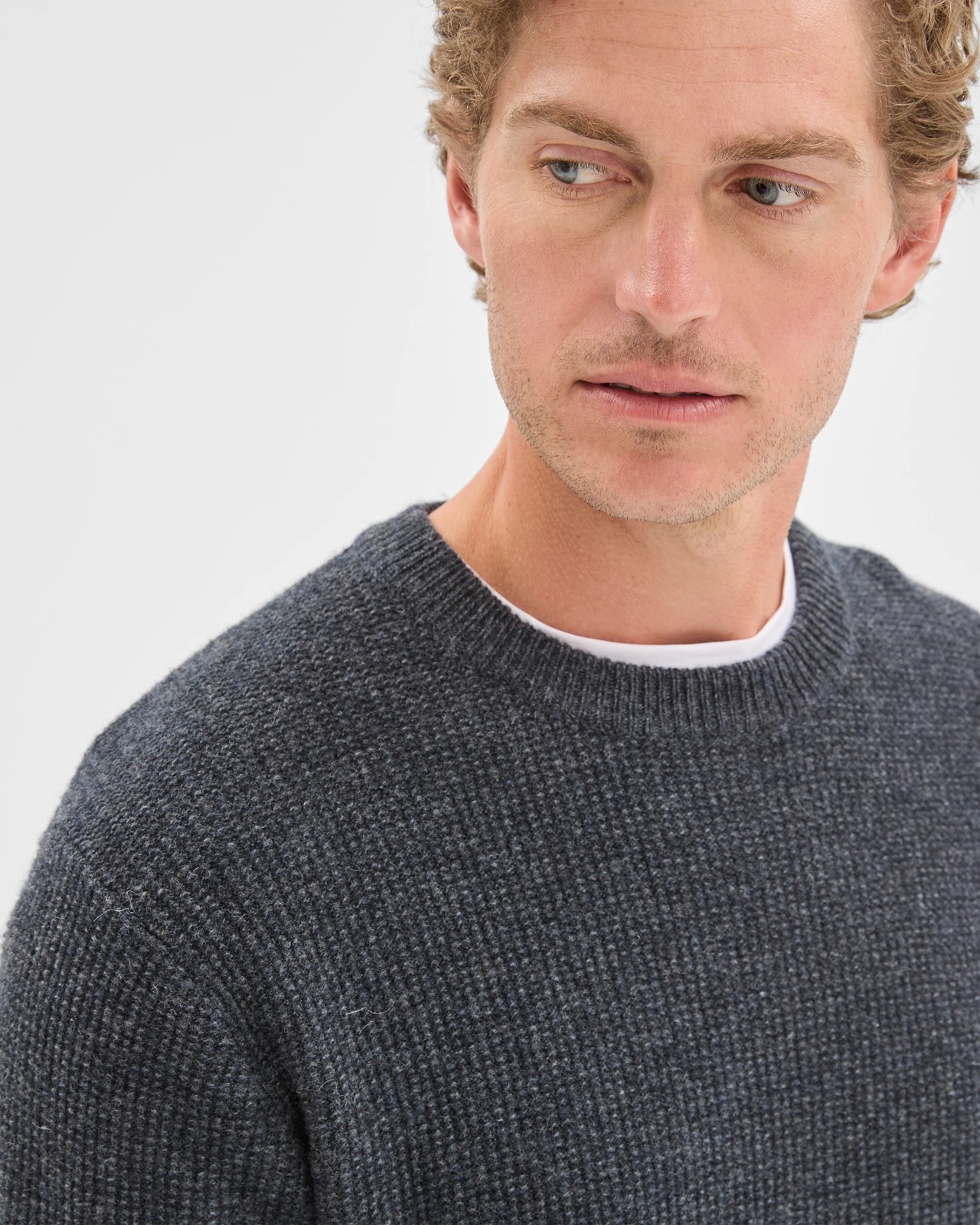 Lambswool Long Sleeve Crew Neck Knit Jumper - Charcoal 4 of 6