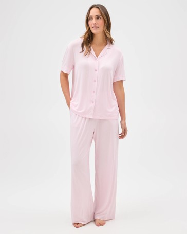 Bamboo Short Sleeve Top and Long Length Pants Pyjama Set