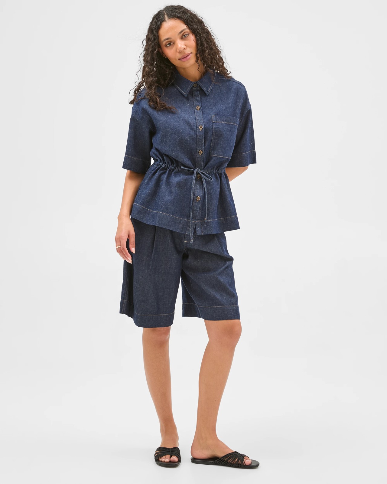 Linen Denim Bermuda Shorts 3 of 5