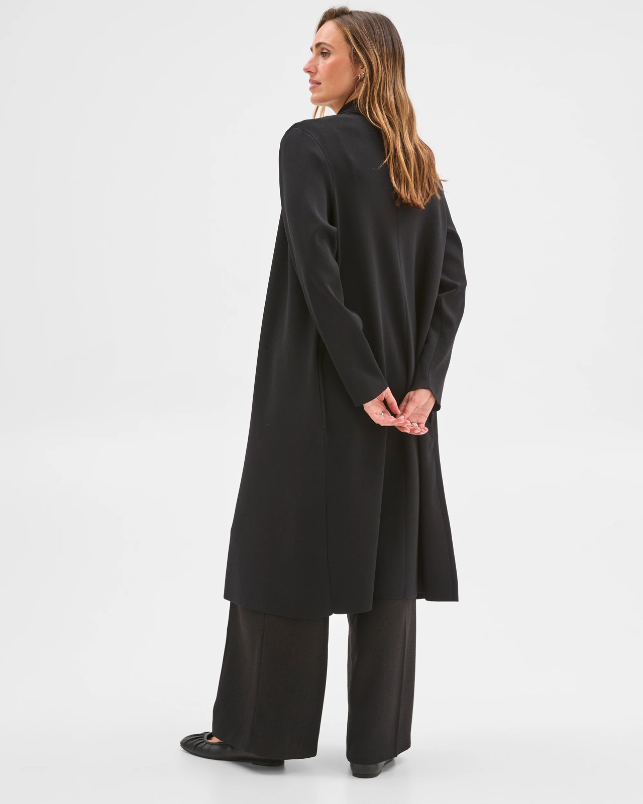 Preview Crepe Knit Midi Length Coat 6 of 6