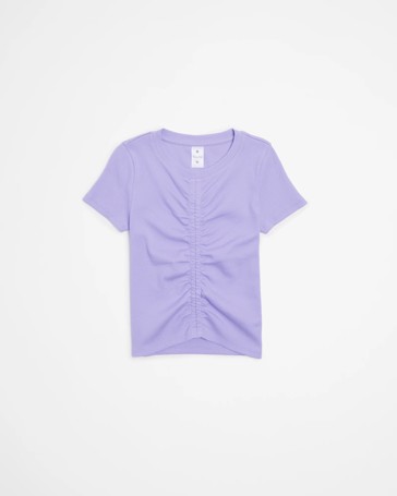 Ruched Rib Knit T-shirt
