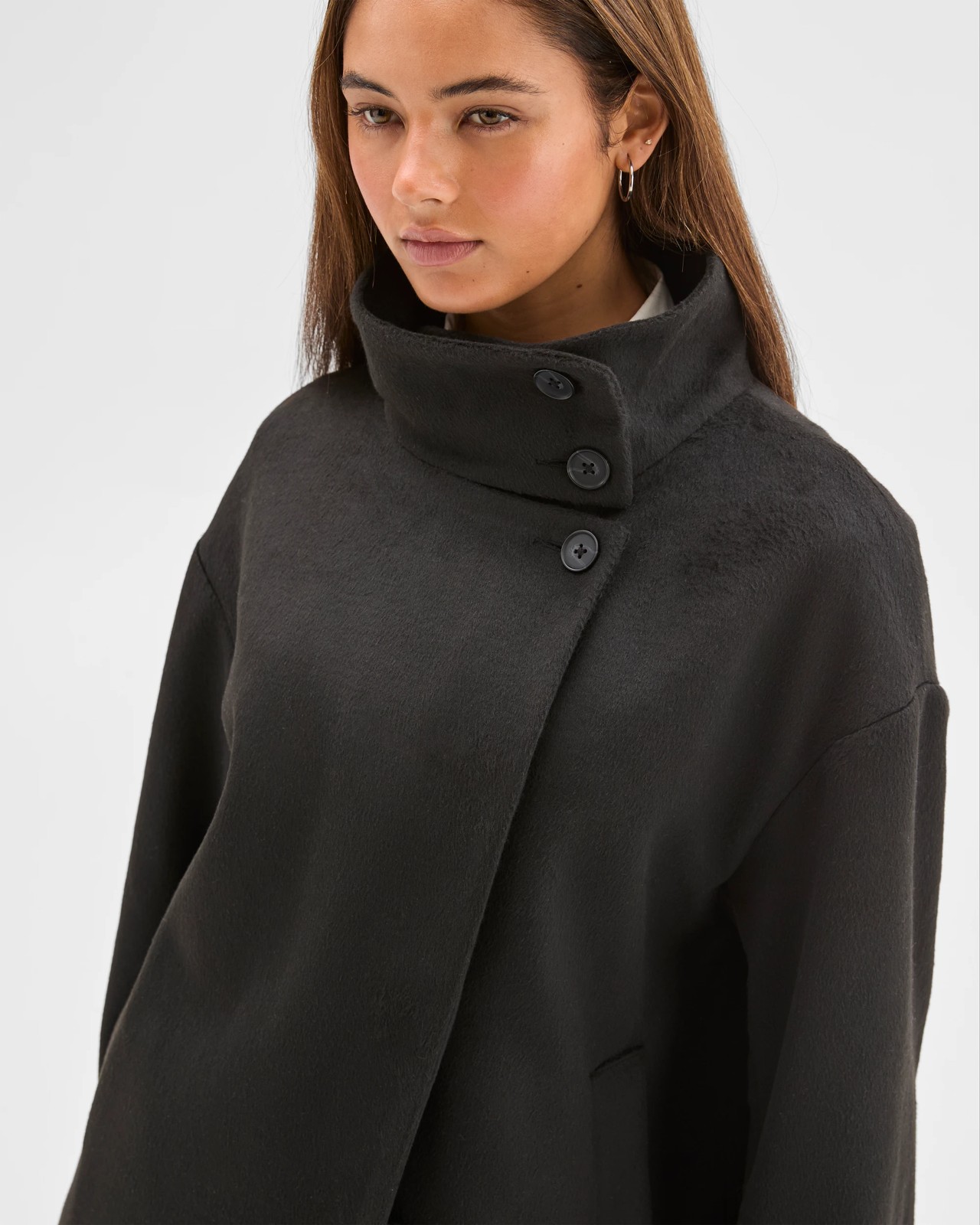 Lily Loves Funnel Neck Short Coat - Black 6 of 6