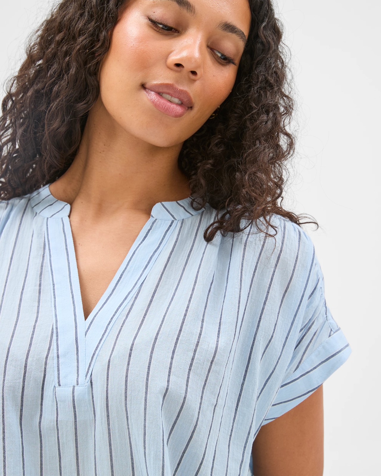 Cotton Collared Popover Blouse - Multi Stripe 3 of 6