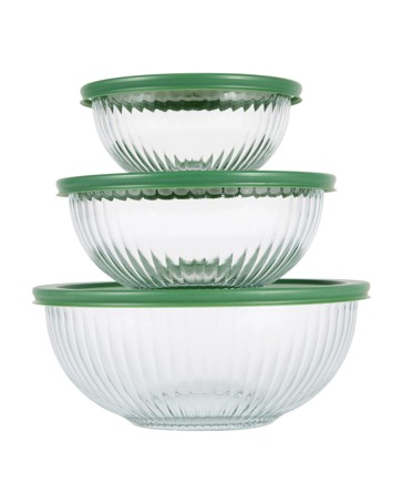 Anko Set of 3 Glass Bowls with Lid