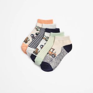 Boys Low Cut Socks 5 Pack - Maxx - Construction