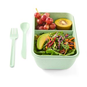 Green Wheat Straw Lunch Box with Cutlery - Anko product image
