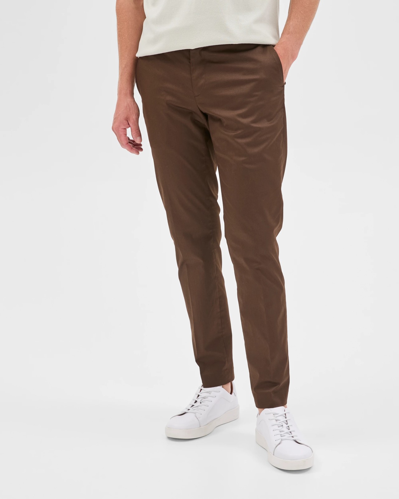 Preview Australian Cotton Tailored Slim Chino Pants - Dark Chocolate 4 of 5