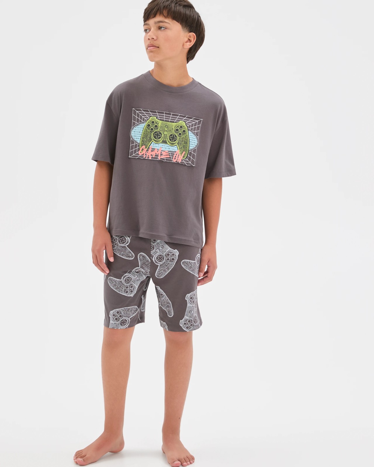 Australian Cotton Older Boys Oversized Applique Knit Pyjama Set - Gaming 2 of 6