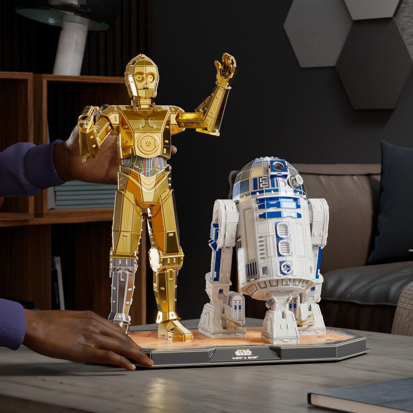 Star Wars C-3PO & R2-D2 3D Puzzle Model Kit Puzzle with Stand from 4D Build 4 of 5