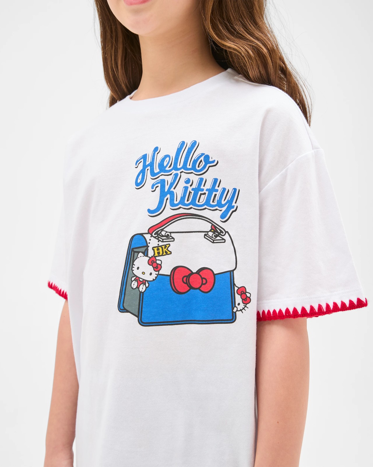 Hello Kitty Australian Cotton Blanket Stitch Detail T-Shirt 3 of 5