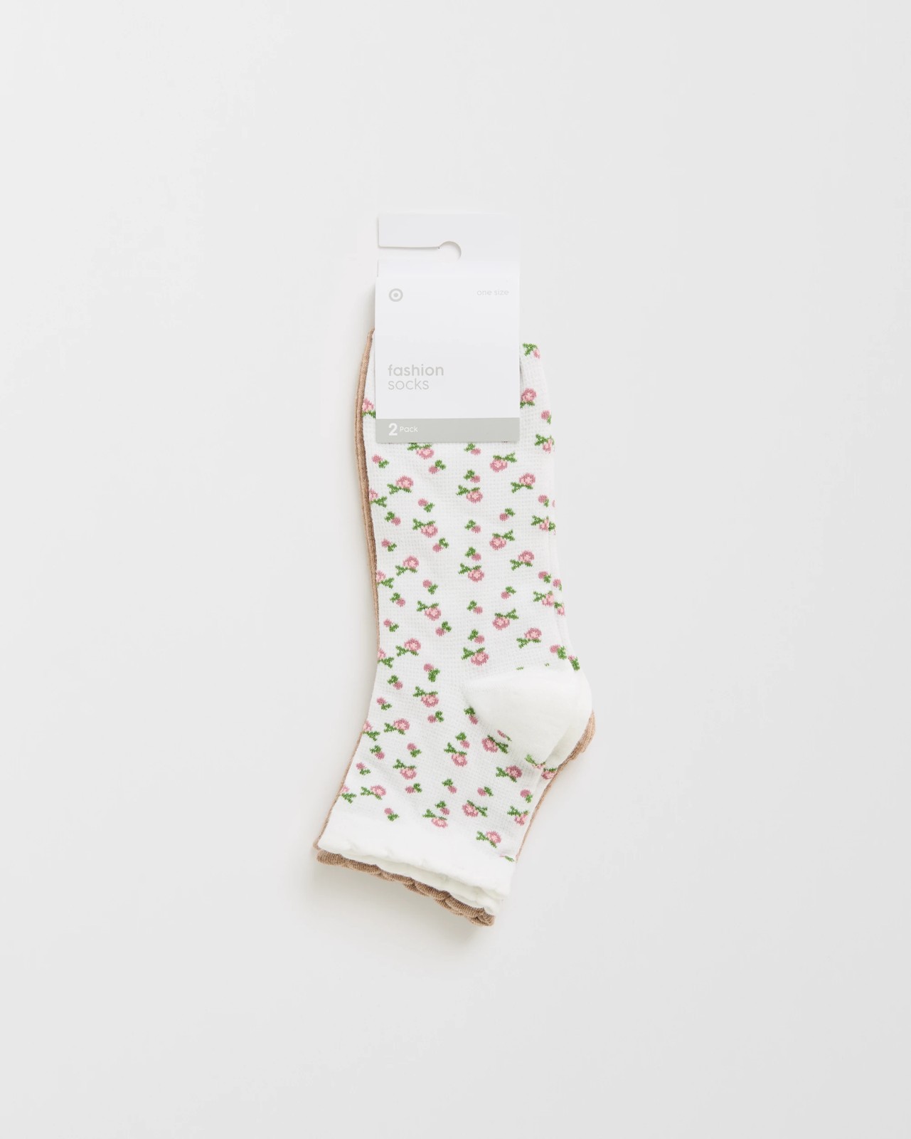 Australian Cotton Blend 2 Pack Fashion Quarter Crew Socks - Floral 3 of 3