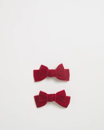2 Pack Velvet Christmas Bow Clips