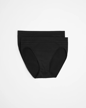 2 Pack Matte and Shine Seamfree High Cut Briefs - Black