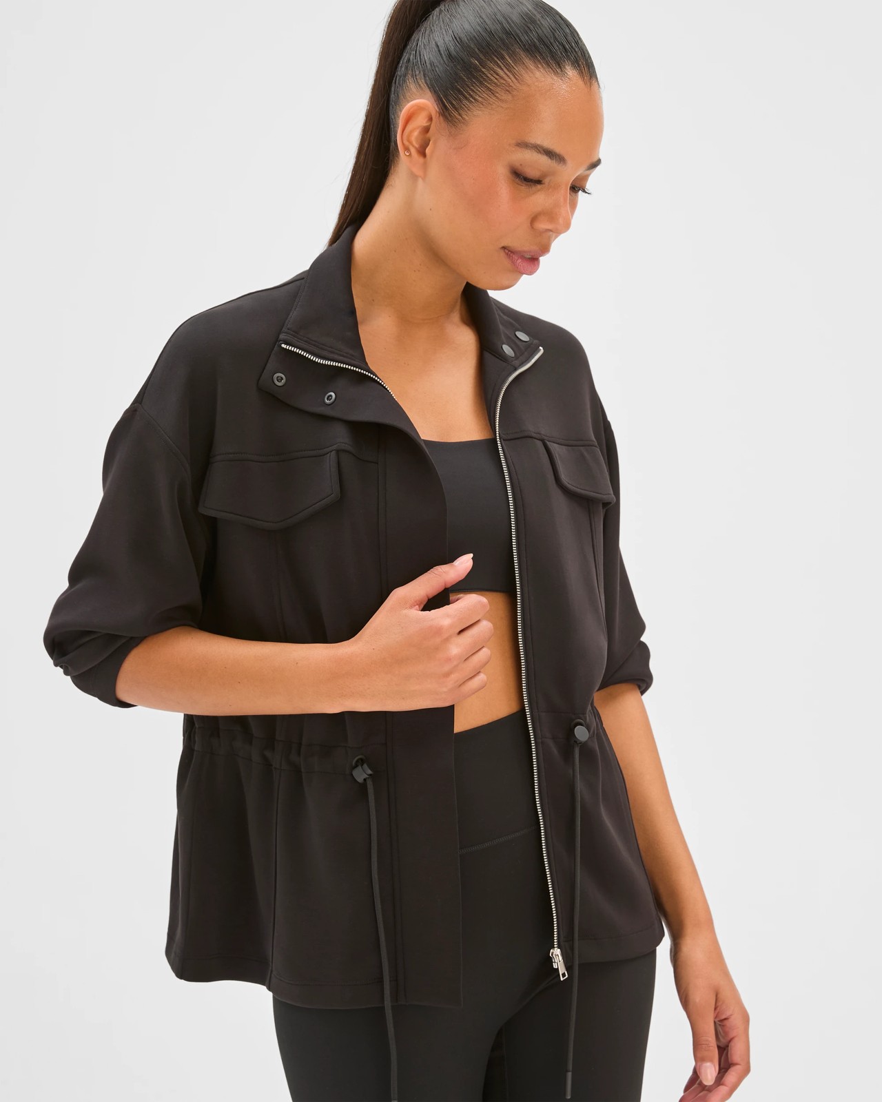 Active Funnel Neck Zip Through Jacket - Black 4 of 5