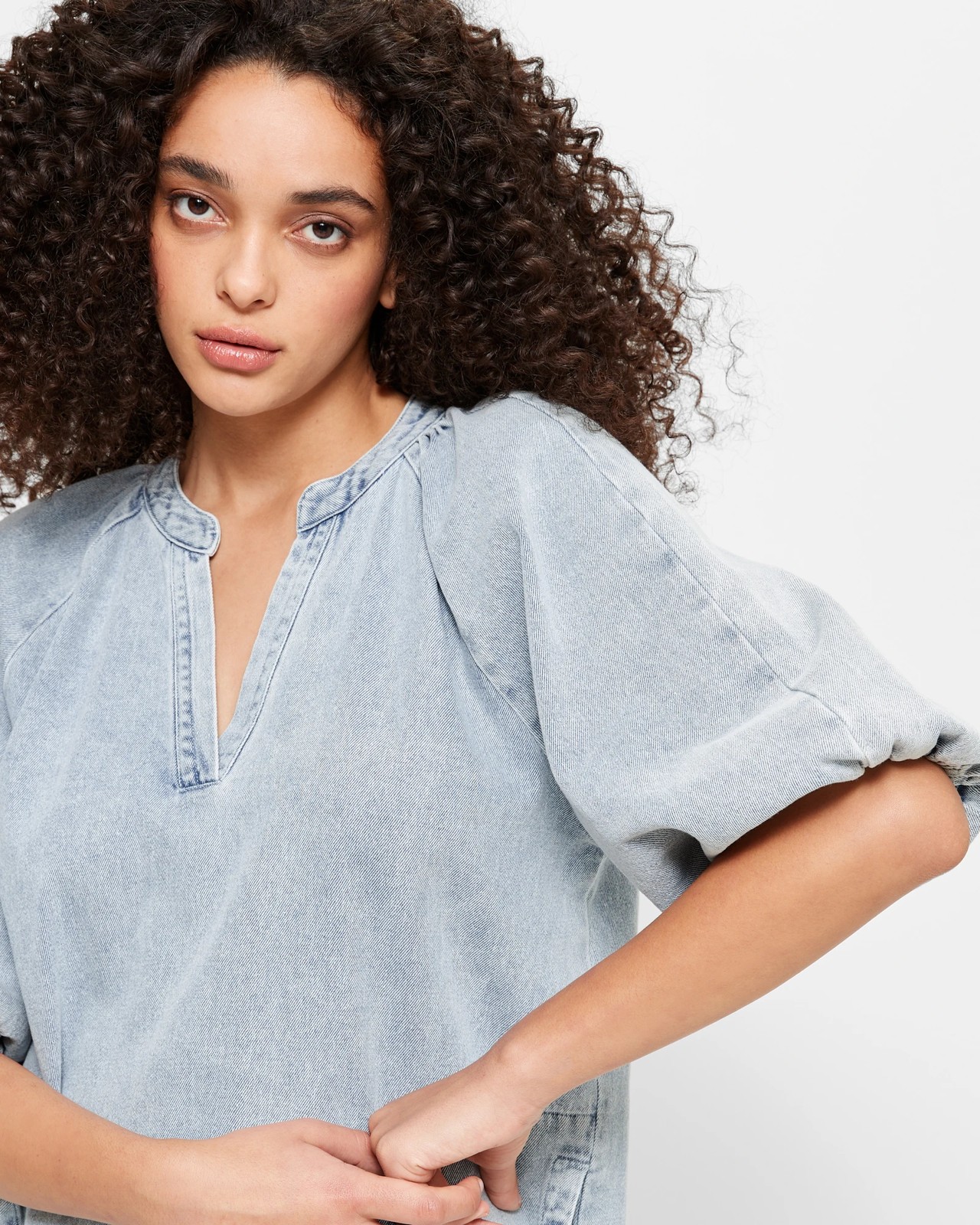 Balloon Sleeve Denim Shift Dress Target Australia