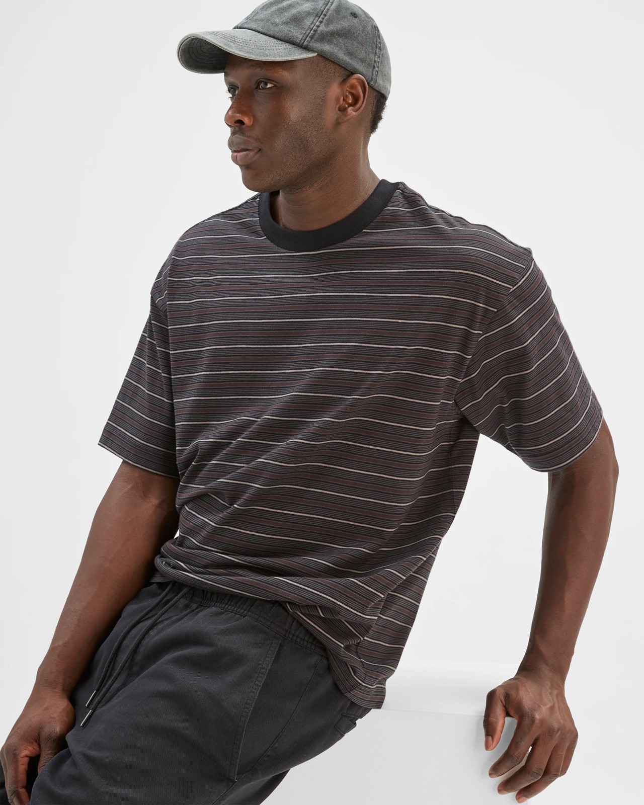 Commons Australian Cotton Stripe T-Shirt - Black Stripe 5 of 5