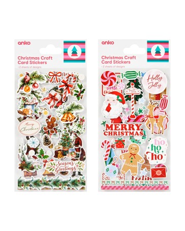 Anko Christmas Craft Card Stickers - Assorted