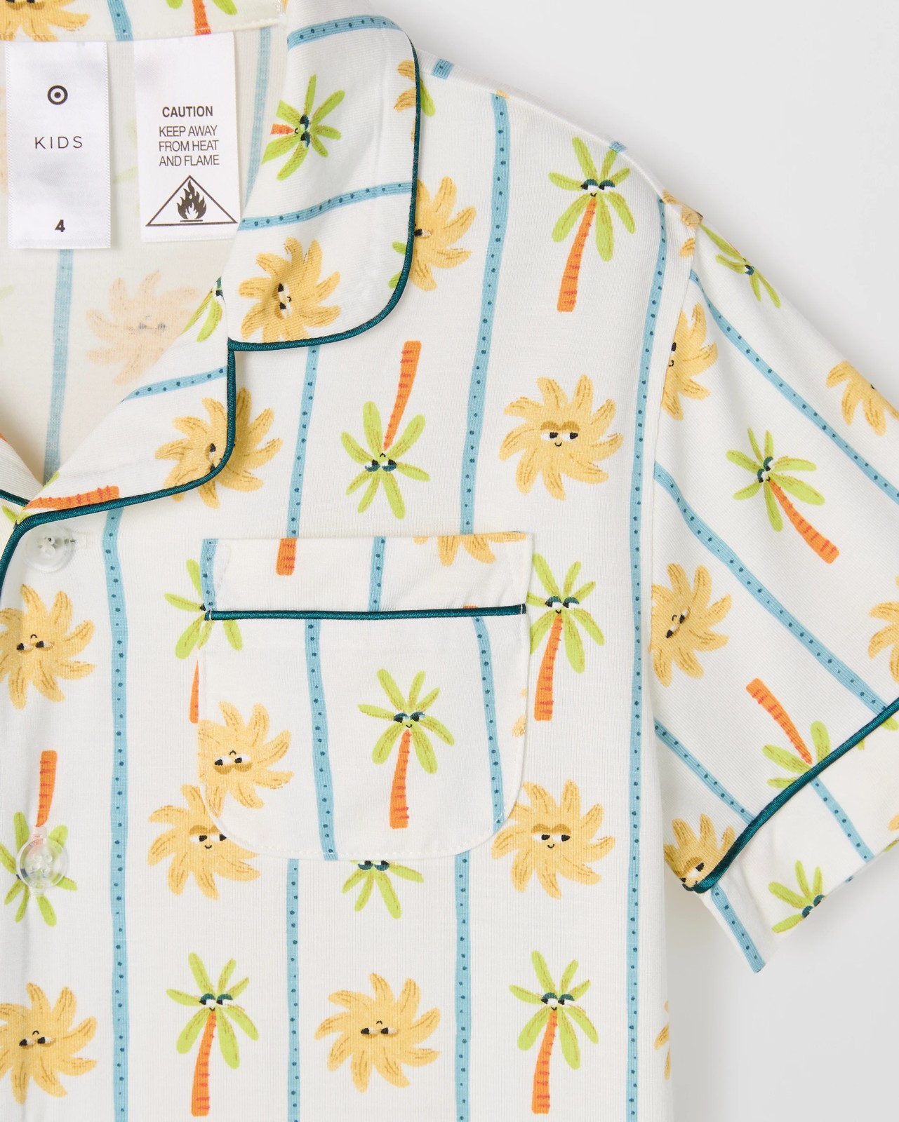 Bamboo Younger Boys Button Through Knit Pyjama Set - Palm Tree 2 of 3