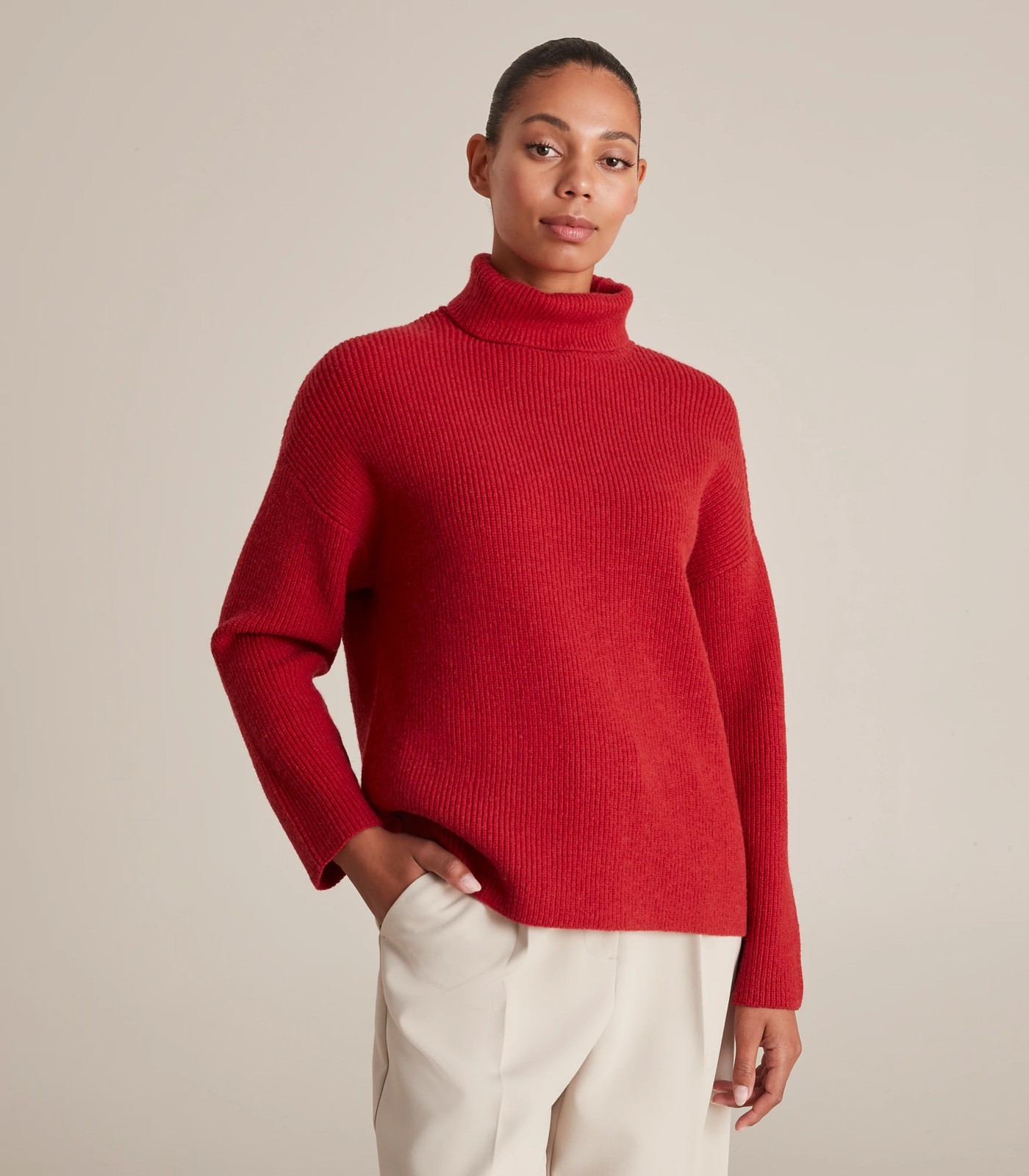 Oversized red 2024 turtleneck sweater